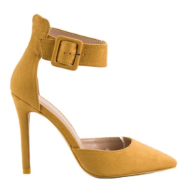 Scarpe col tacco in camoscio senape giallo