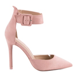 Scarpe col tacco in pelle scamosciata rosa