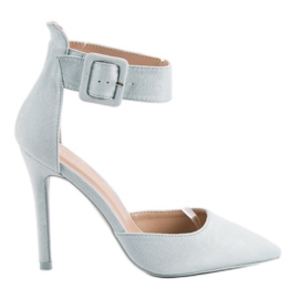 Scarpe col tacco in camoscio blu
