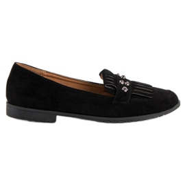 Laura Mode Mocassini in camoscio nero