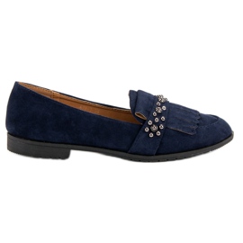 Laura Mode Mocassini blu navy con jet
