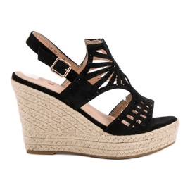 Top Shoes Sandali con zeppa traforati nero
