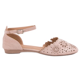 Laura Mode Ballerine traforate con cristalli rosa