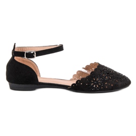 Laura Mode Ballerine traforate con cristalli nero