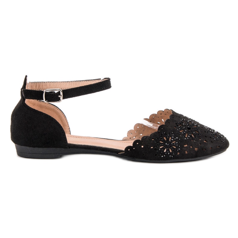 Laura Mode Ballerine traforate con cristalli nero