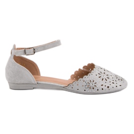 Laura Mode Ballerine traforate con cristalli grigio