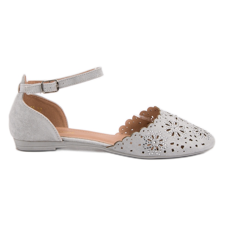 Laura Mode Ballerine traforate con cristalli grigio