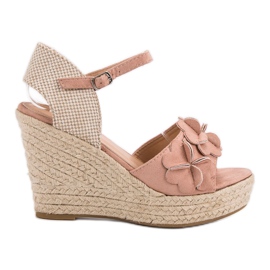 Top Shoes Sandali Cipria Con Fiori rosa