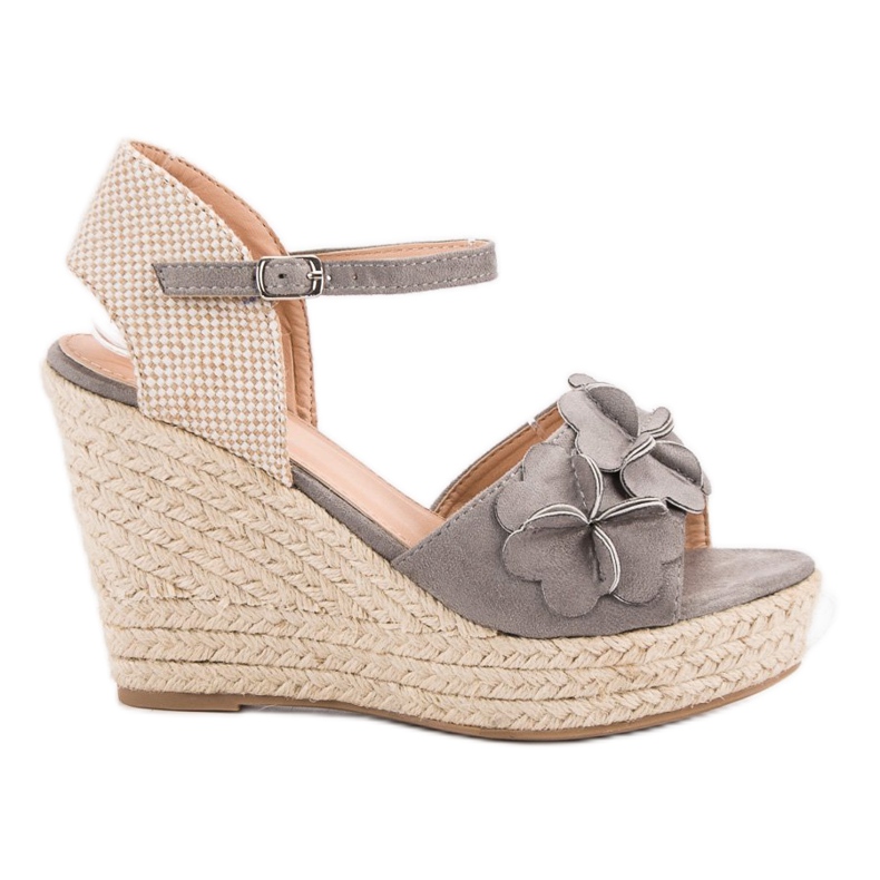 Top Shoes Sandali grigi con fiori grigio