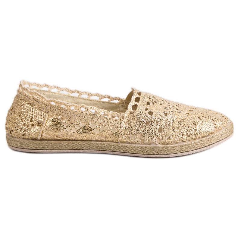 Sweet Shoes Espadrillas di pizzo dorato d'oro