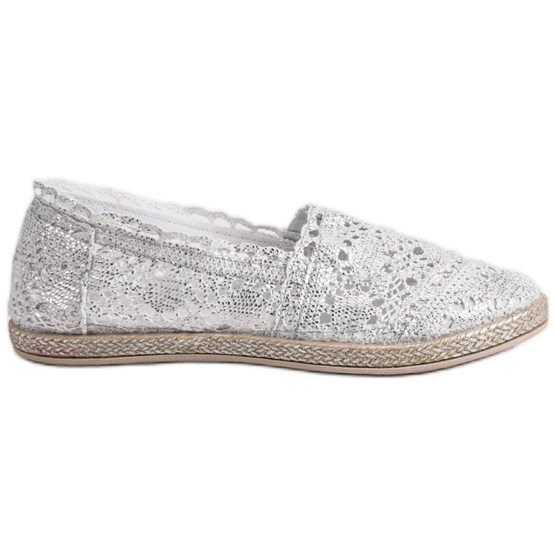 Sweet Shoes Espadrillas di pizzo argento grigio