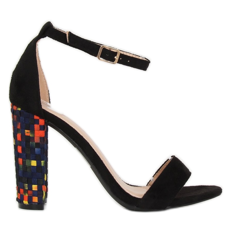 Sandali neri con tacco alto 708-24 Nero multicolore