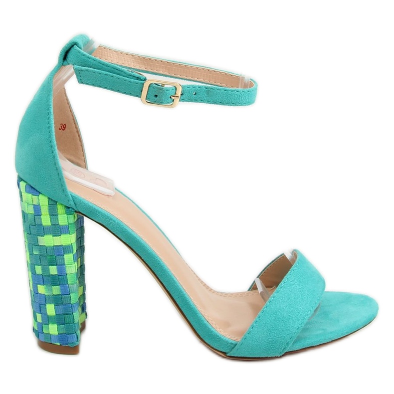 Sandali con tacco menta 708-24 Blu multicolore