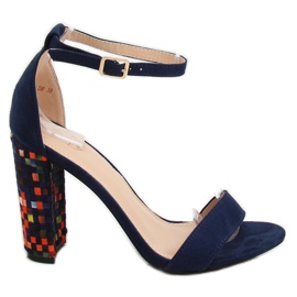 Sandali blu navy con tacco alto 708-24 Navy multicolore