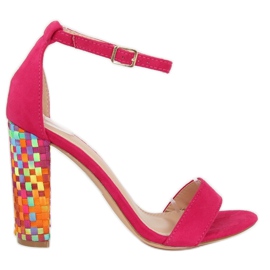 Sandali tacco alto fucsia 708-24 Fucsia multicolore rosa