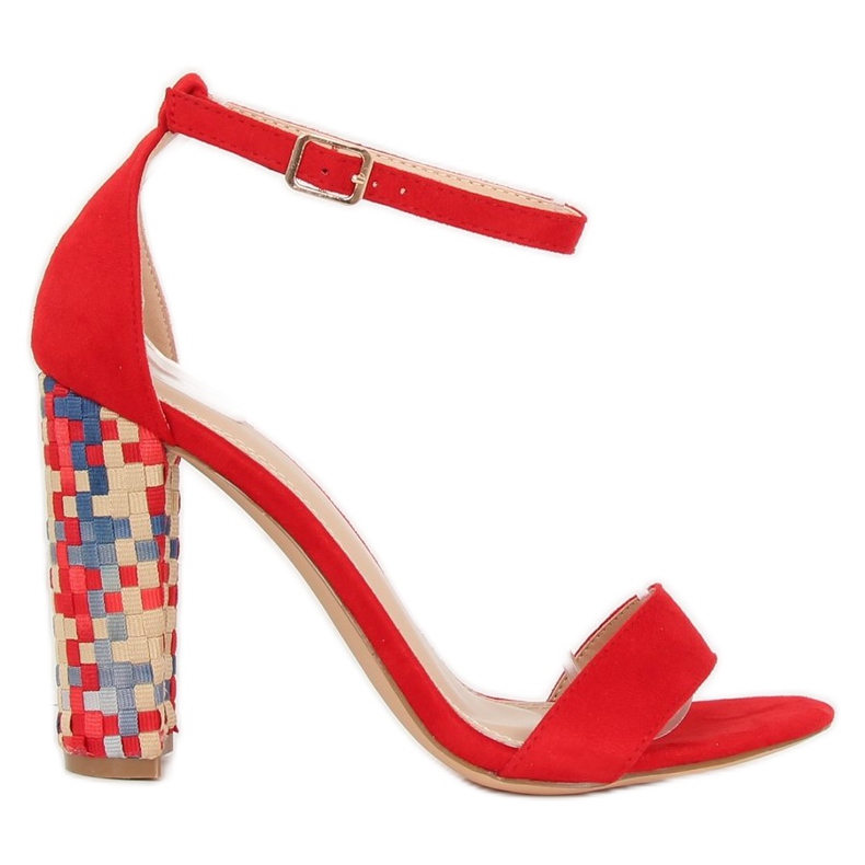 Sandali rossi con tacco 708-24 Red multicolore rosso