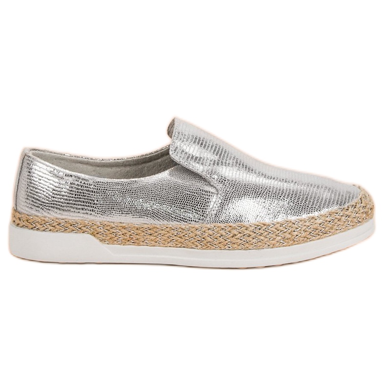 Filippo Espadrillas in pelle argento grigio