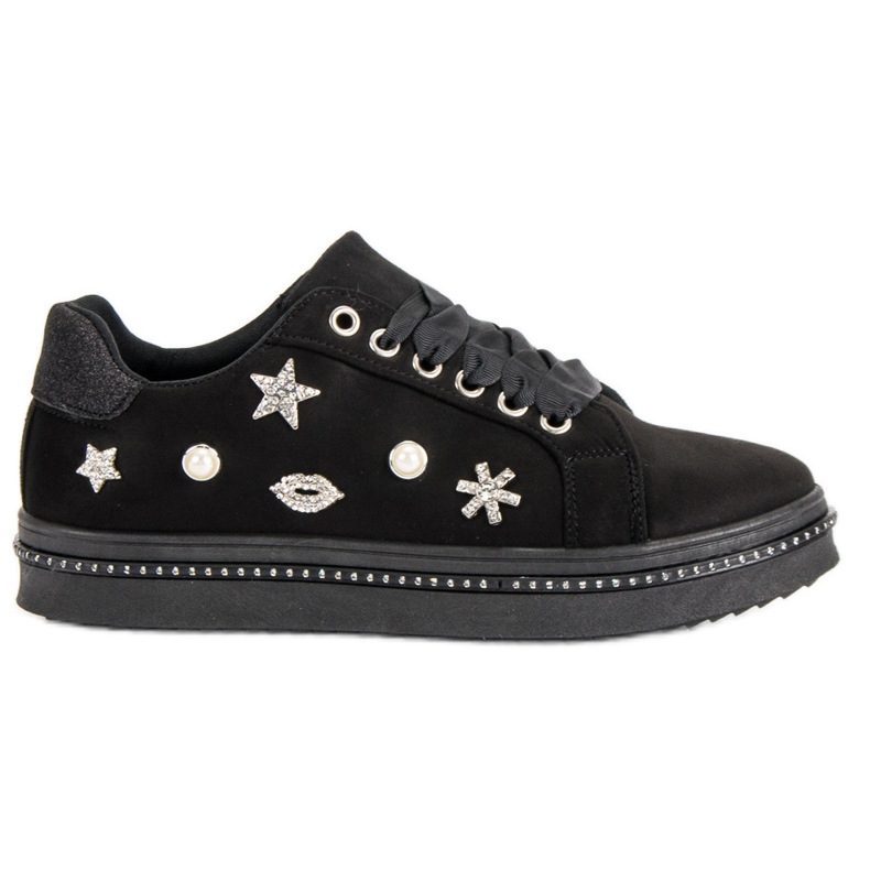 Sneakers In Camoscio Con Strass nero