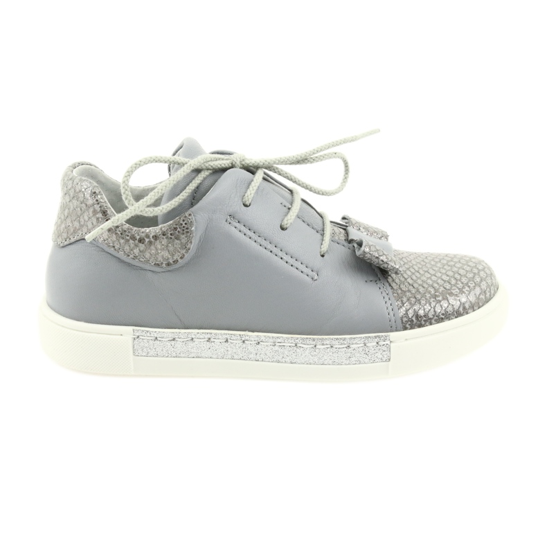 Scarpe da bambina in pelle RenBut 3303, grigio e argento