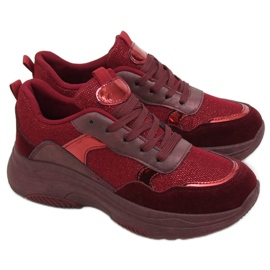 B318-18 Scarpe sportive bordeaux vino rosso