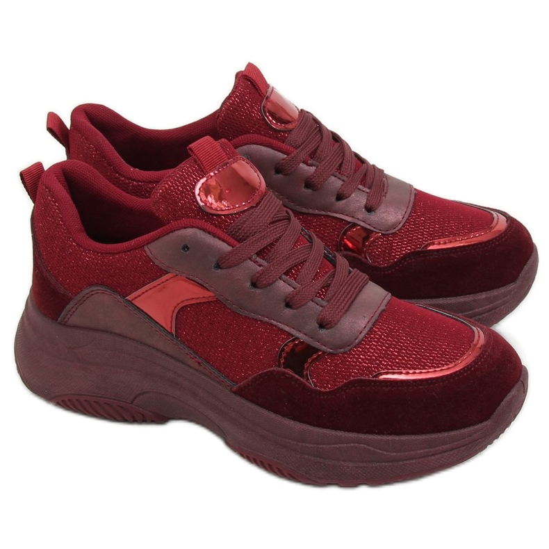 B318-18 Scarpe sportive bordeaux vino rosso