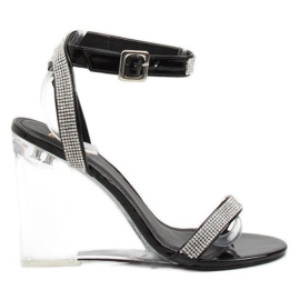 Sandali su una zeppa nera trasparente JR1801 Black nero