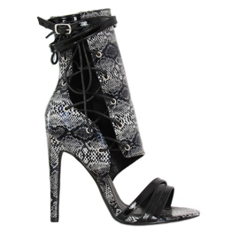 Stivali in pelle di serpente nero JR-041 Nero