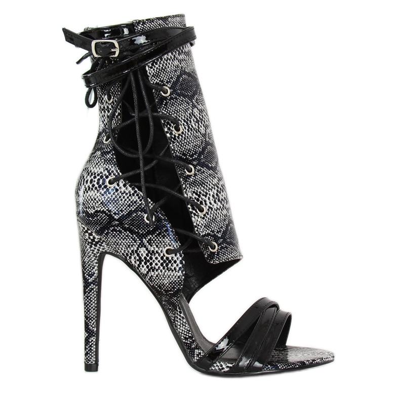 Stivali in pelle di serpente nero JR-041 Nero