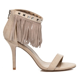 Mermaid Sandali CON FRANGE, Boho marrone
