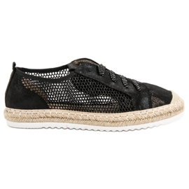 Queentina Espadrillas Allacciate Con Rete nero