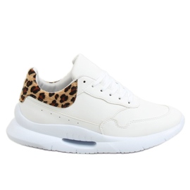 Scarpe sportive suola convessa bianca R-377 WHITE / HAIRLEOPARD