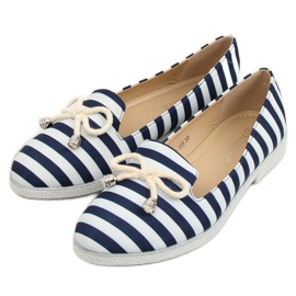 Slip-on a righe bianche e blu navy H8-105 DK.BLUE bianco