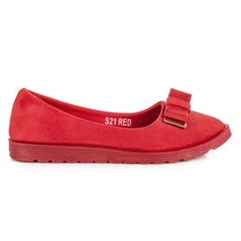 Ballerine Scamosciate Con Fiocco rosso