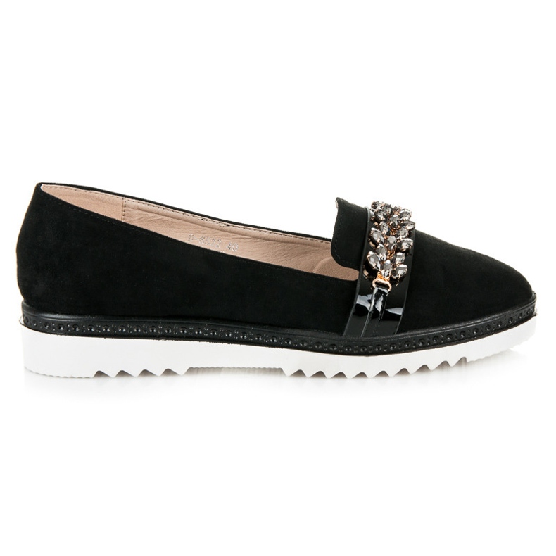 Ideal Shoes Francesine in camoscio con cristalli nero