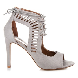 Queen Bee Sandali in pelle scamosciata allacciati grigio