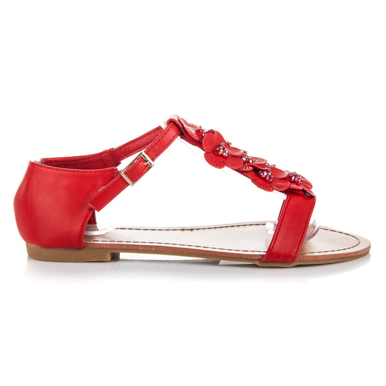 Sandali piatti in ecopelle rosso