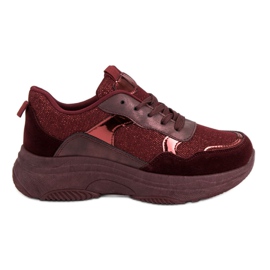 Sneakers bordeaux sulla piattaforma rosso