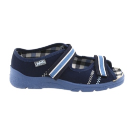 Sandali scarpe per bambini Befado 969x101 blu navy velcro bianco