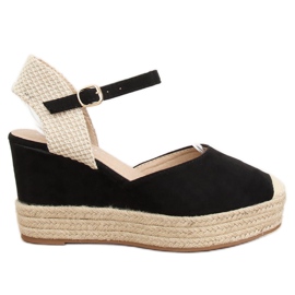 Espadrillas nere su zeppe T331P Black nero