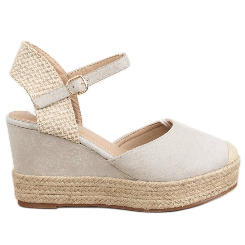 Espadrillas grigie su zeppe T331P Grigio