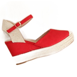 Espadrillas rosse su zeppe, rosse T331P Red rosso