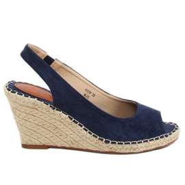 YY29P Espadrillas blu su zeppe blu navy