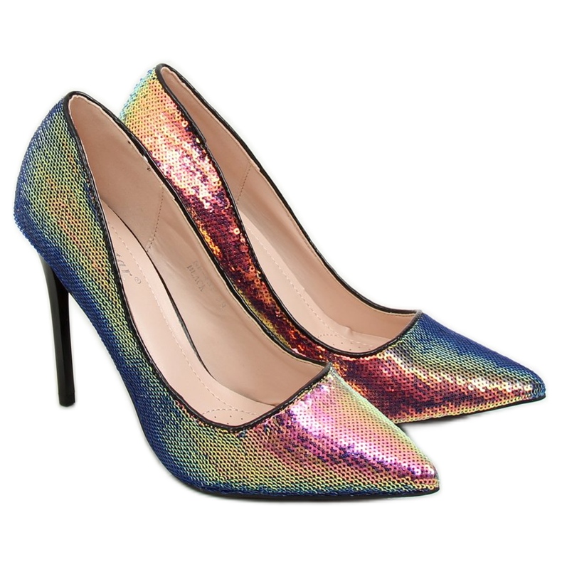 Stiletto con paillettes, color petrolio NF-43P Black nero multicolore