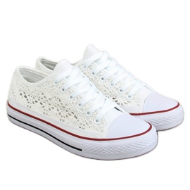 Sneakers bianche in pizzo NB282P Bianco