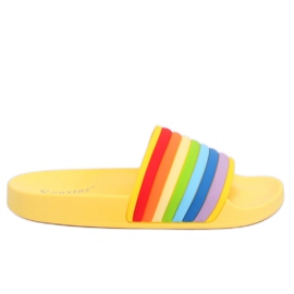 Pantofole arcobaleno gialle T325P Giallo multicolore
