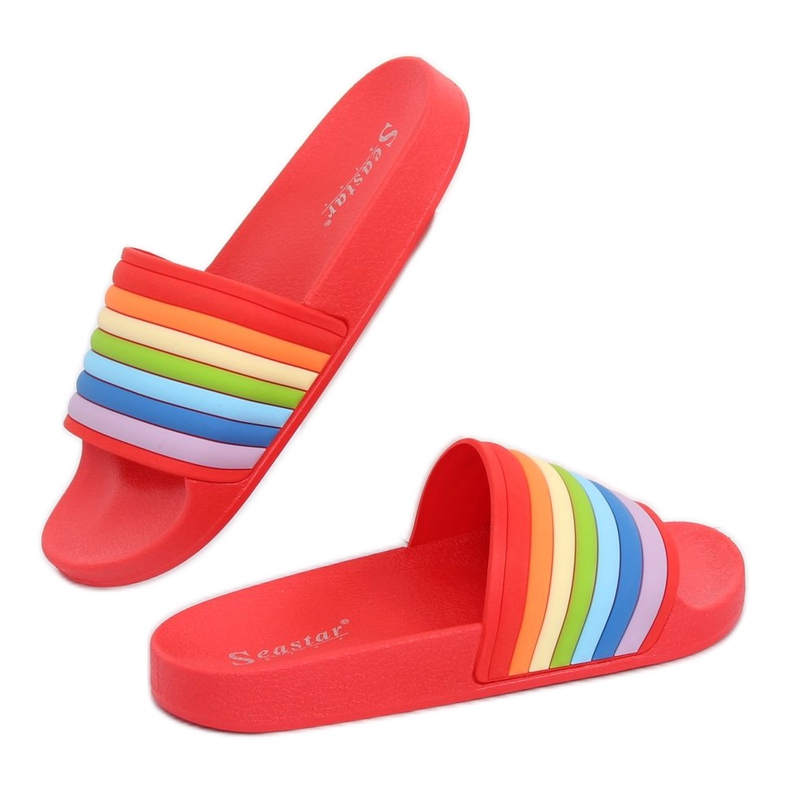 Pantofole rosse arcobaleno T325P Rosse multicolore rosso