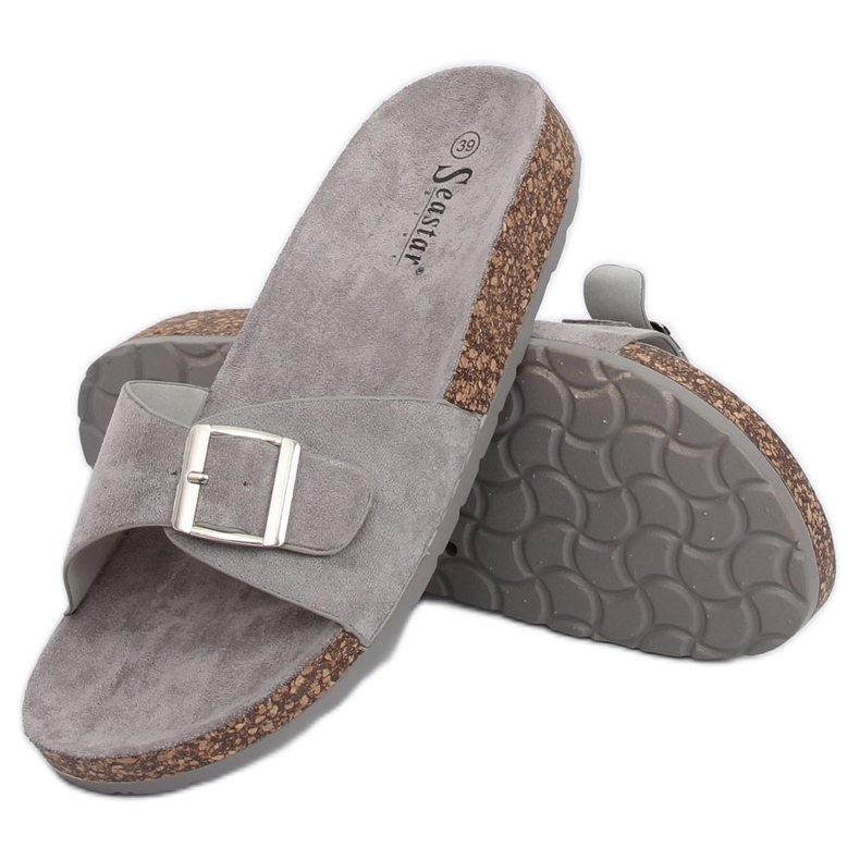 Pantofole grigie in camoscio grigio CK61P Grigio