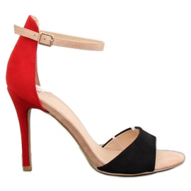 Sandali neri su tacco alto WD100P Black nero rosso