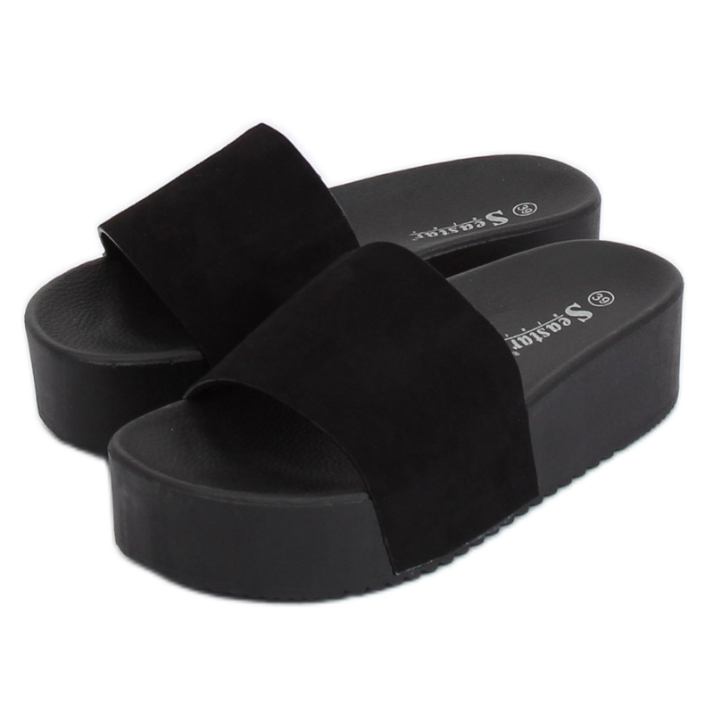 Nero CK76P Pantofole nere con suola alta