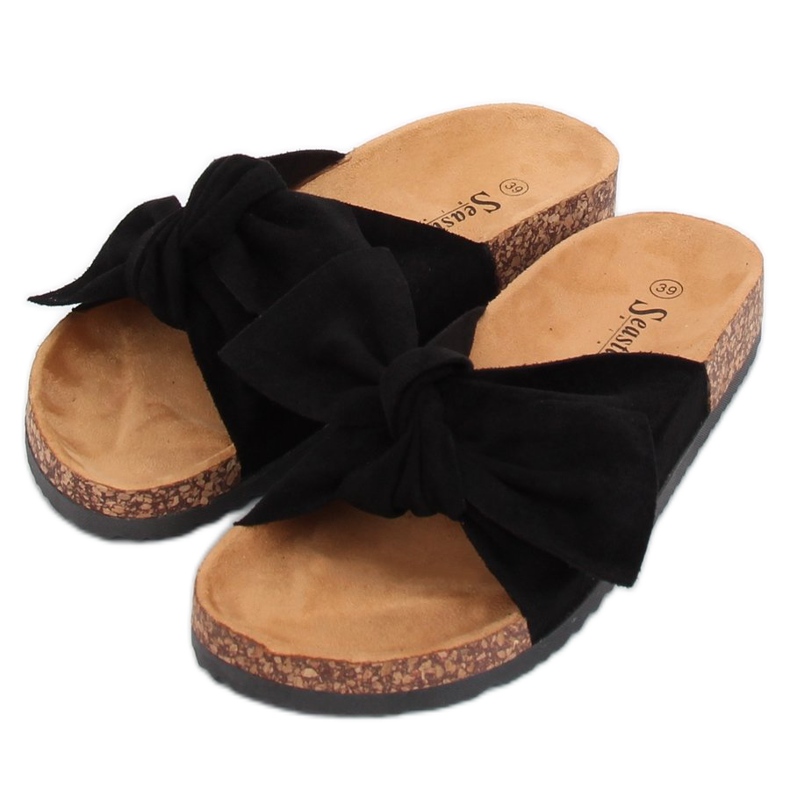 Nero camoscio nero CK02P Pantofole nere